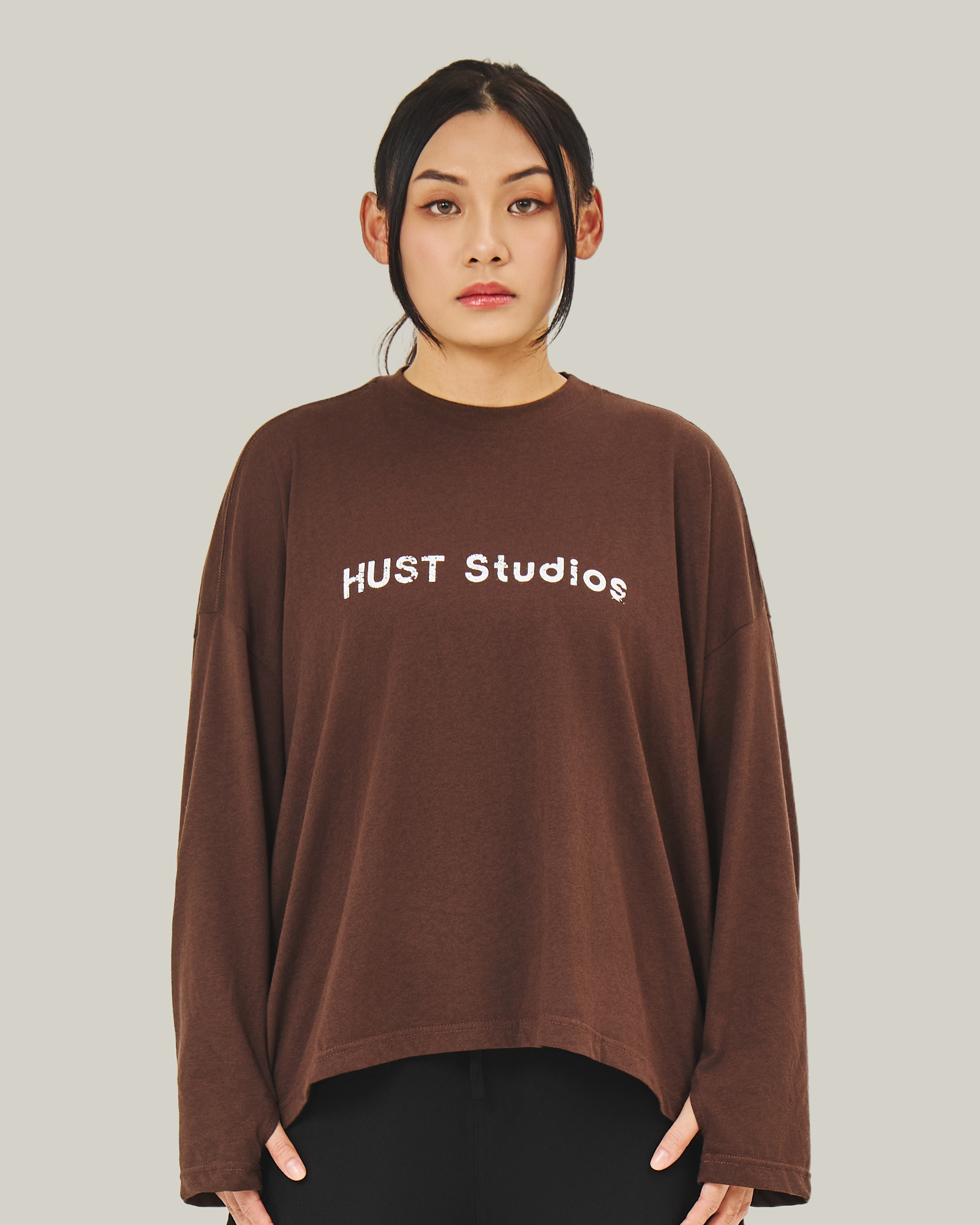 HUST Studios Long-Sleeve T-Shirt in Brown