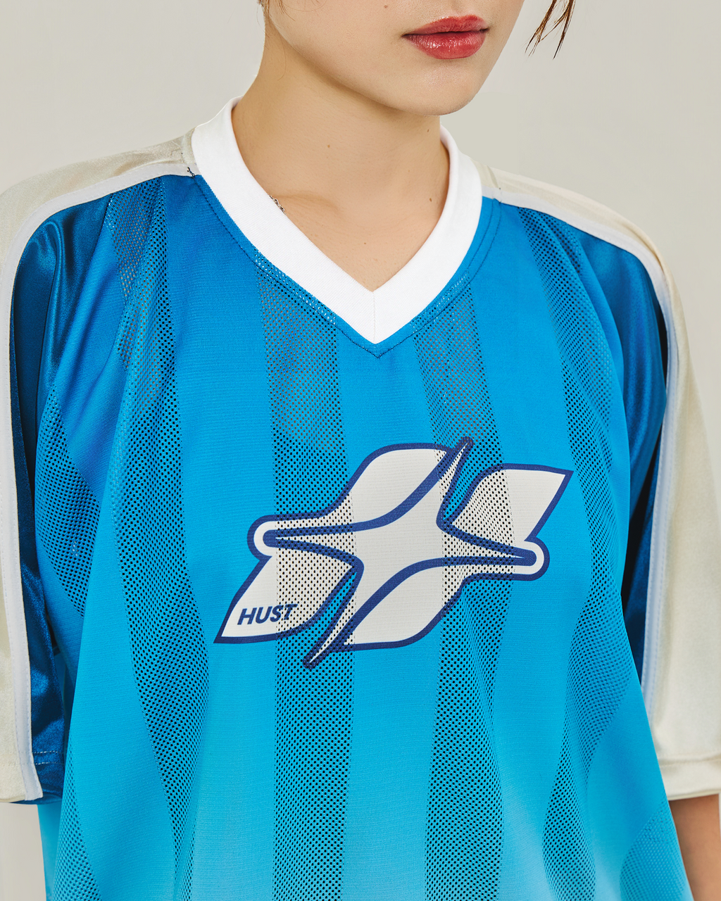 HUST Retro-Athletic Jersey - Blue-Beige