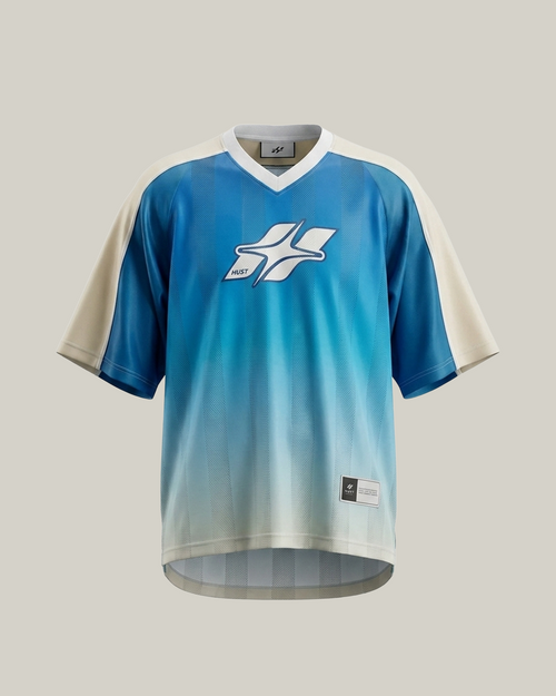 HUST Retro-Athletic Jersey - Blue-Beige