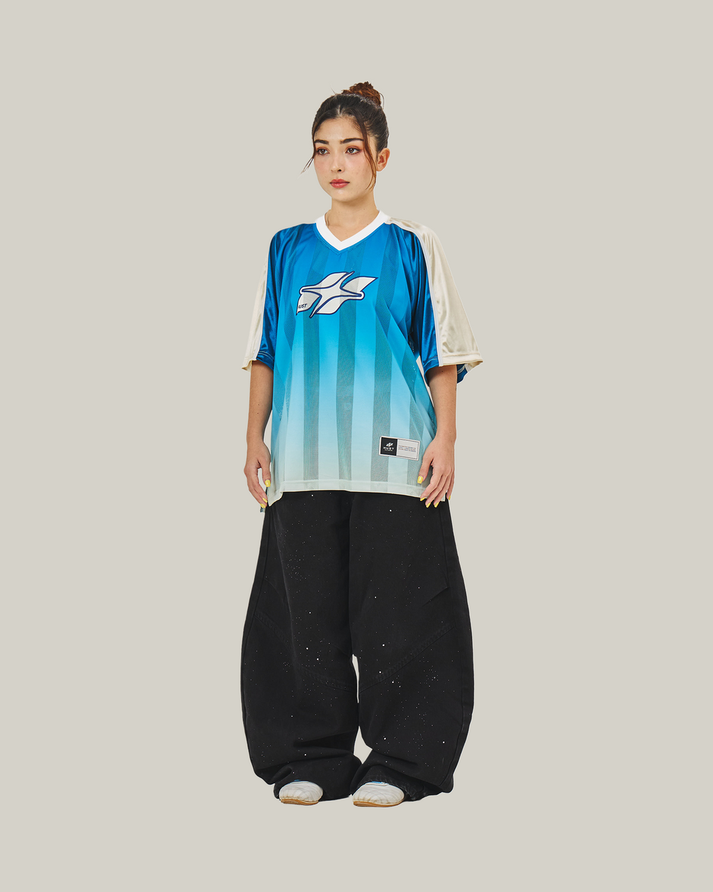 HUST Retro-Athletic Jersey - Blue-Beige