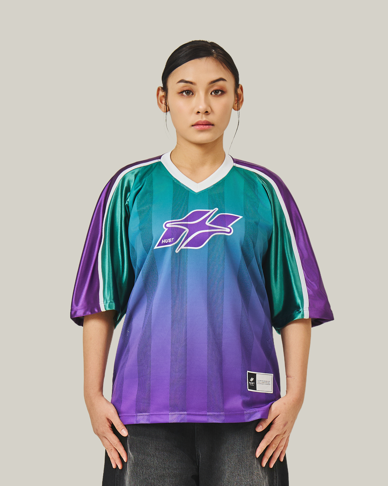 HUST Retro-Athletic Jersey - Green-Purple