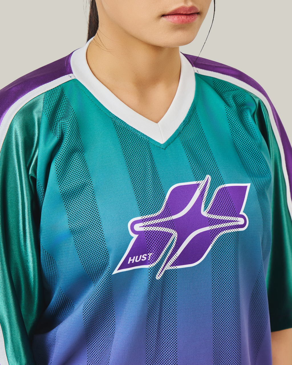 HUST Retro-Athletic Jersey - Green-Purple